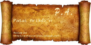 Patai Arikán névjegykártya